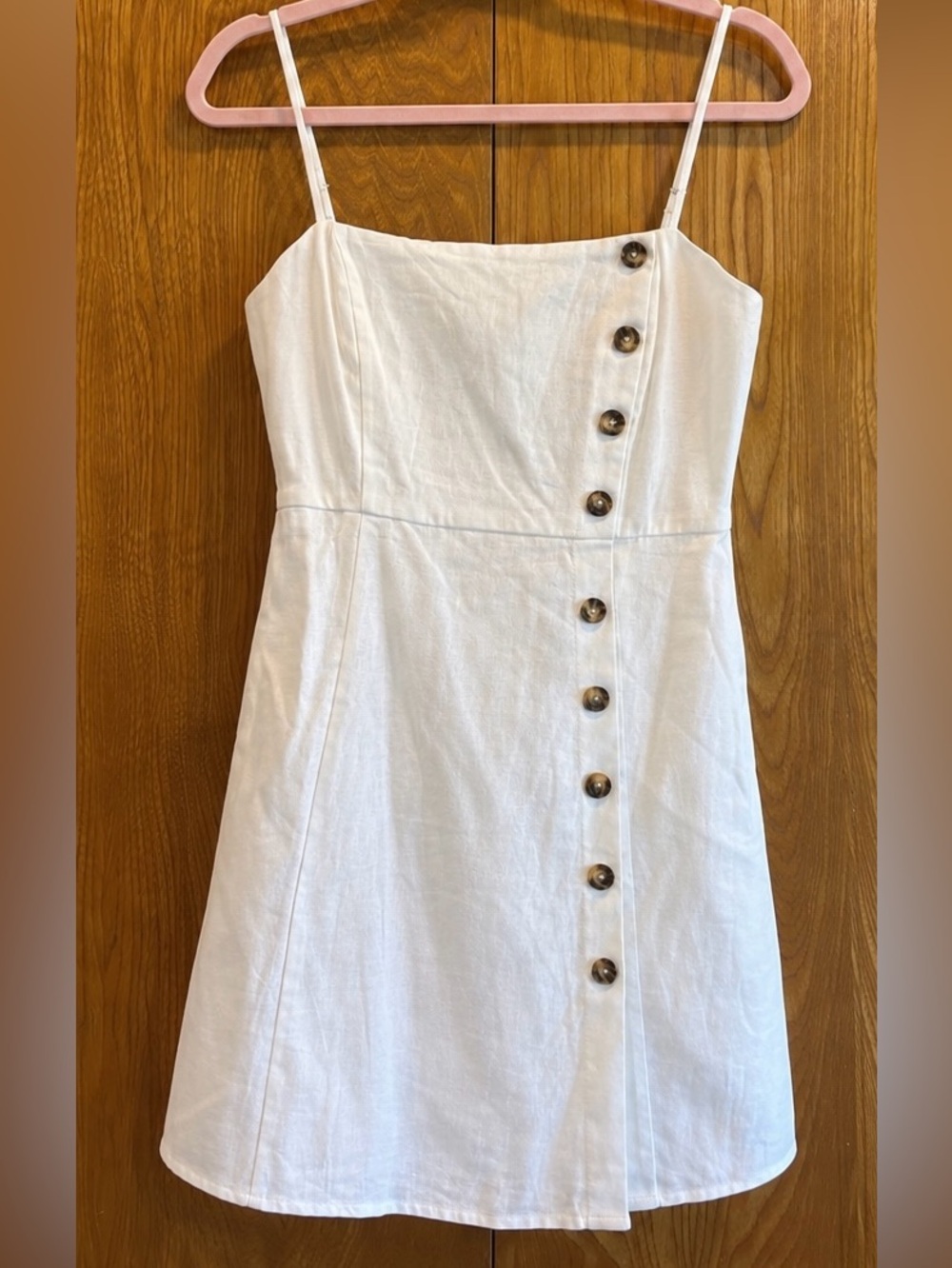 NWT Nine Britton Nadine Linen Button Detail Mini Dress White M